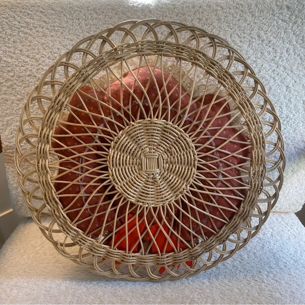 Vintage 80s Quilted Thanksgiving Turkey 3D Door Wreath 16”